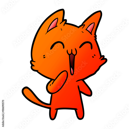 happy cartoon cat meowing