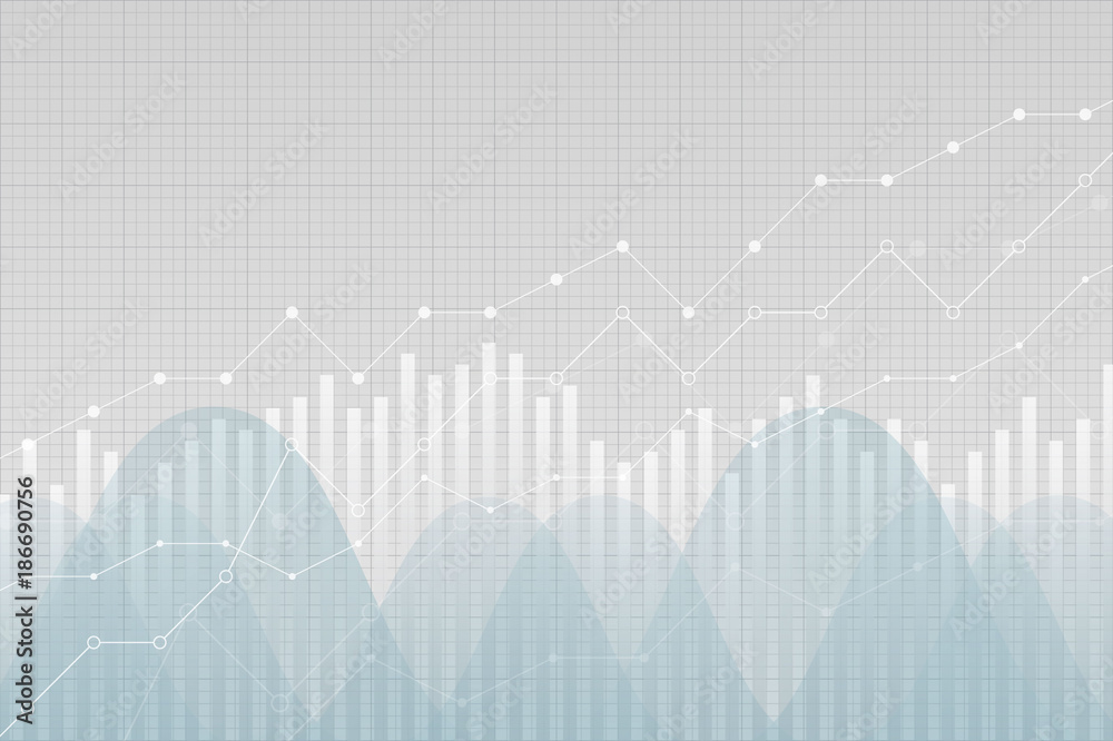 Financial statistics data graph, vector illustration. Trending lines, columns, graphic chart elements. Uptrend growth information. Financial statistics data graph, vector illustration. Trending lines, columns, graphic chart elements. Uptrend growth information.