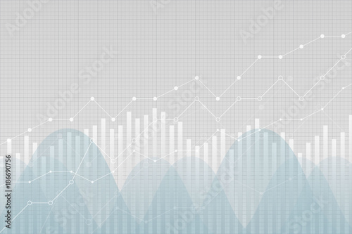 Financial statistics data graph, vector illustration. Trending lines, columns, graphic chart elements. Uptrend growth information.