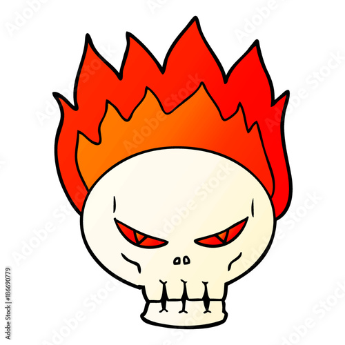 cartoon flaming skull