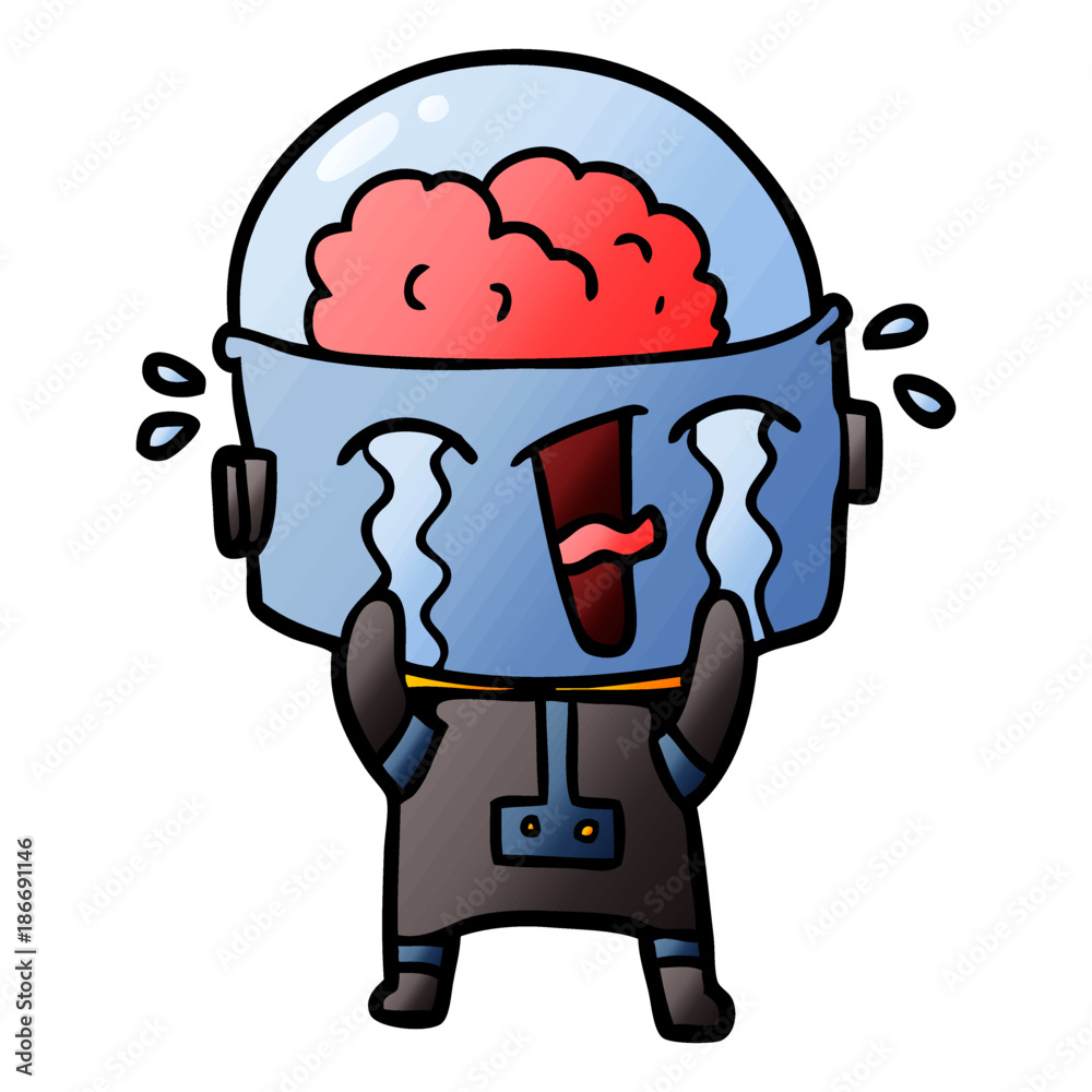 Fototapeta premium cartoon crying robot