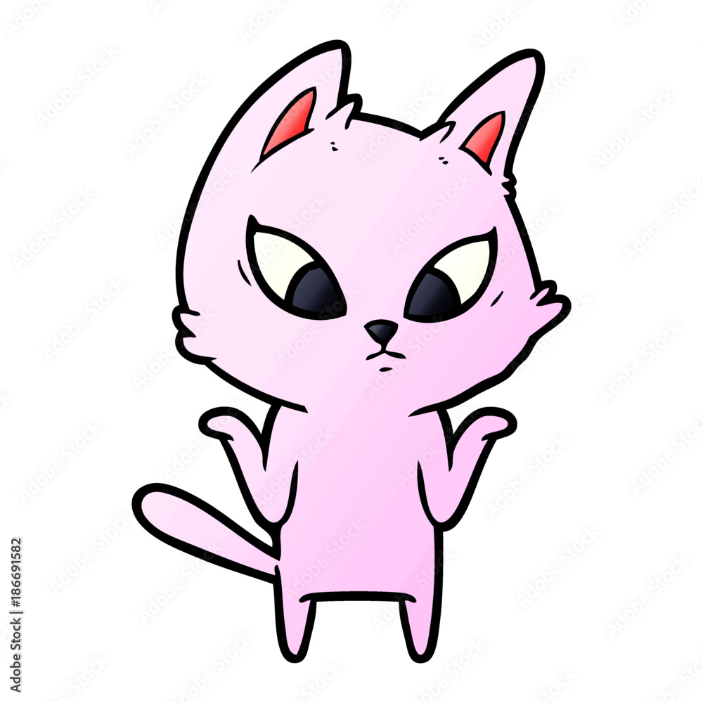 confused cartoon cat shrugging shoulders