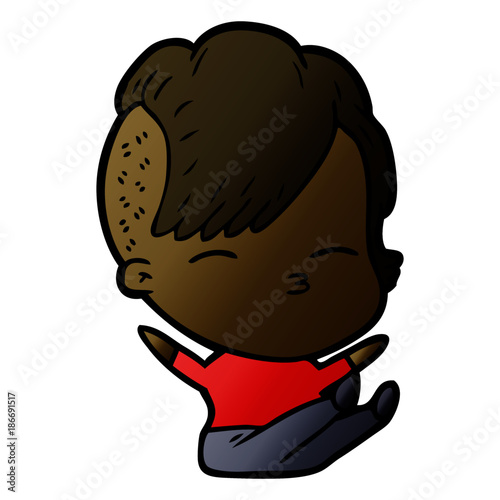 cartoon squinting girl