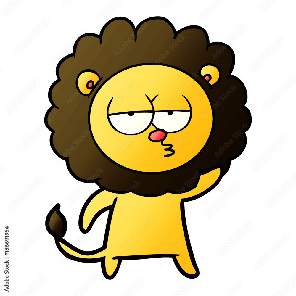cartoon bored lion waving cartoon bored lion waving