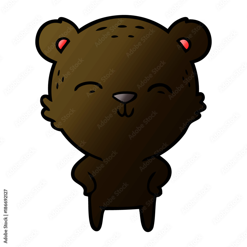 Fototapeta premium happy cartoon bear with hands on hips