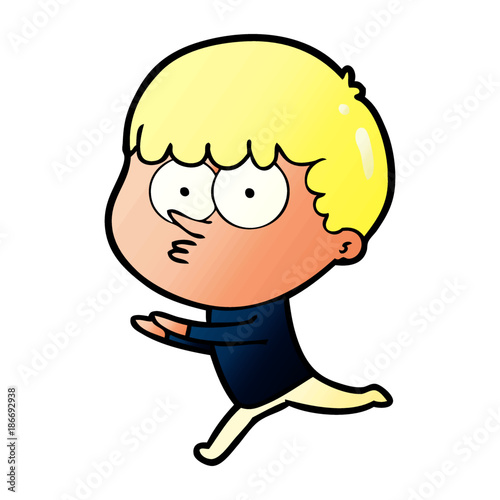 cartoon curious boy running