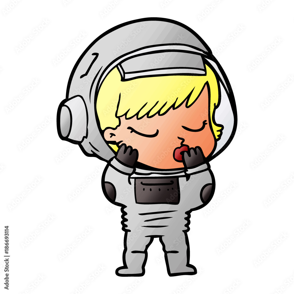 cartoon pretty astronaut girl cartoon pretty astronaut girl