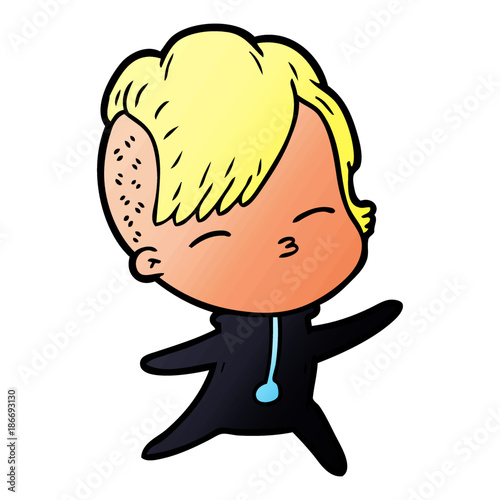 cartoon squinting girl