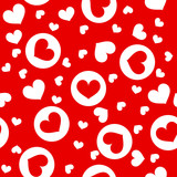 Heart seamless pattern vector illustration, White hearts on Red  background