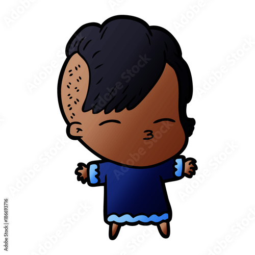 cartoon squinting girl