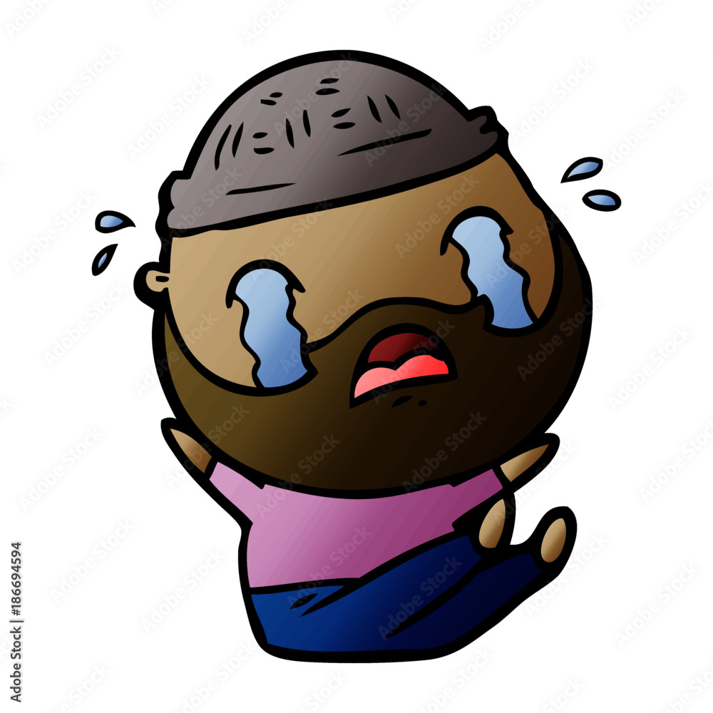 cartoon bearded man crying