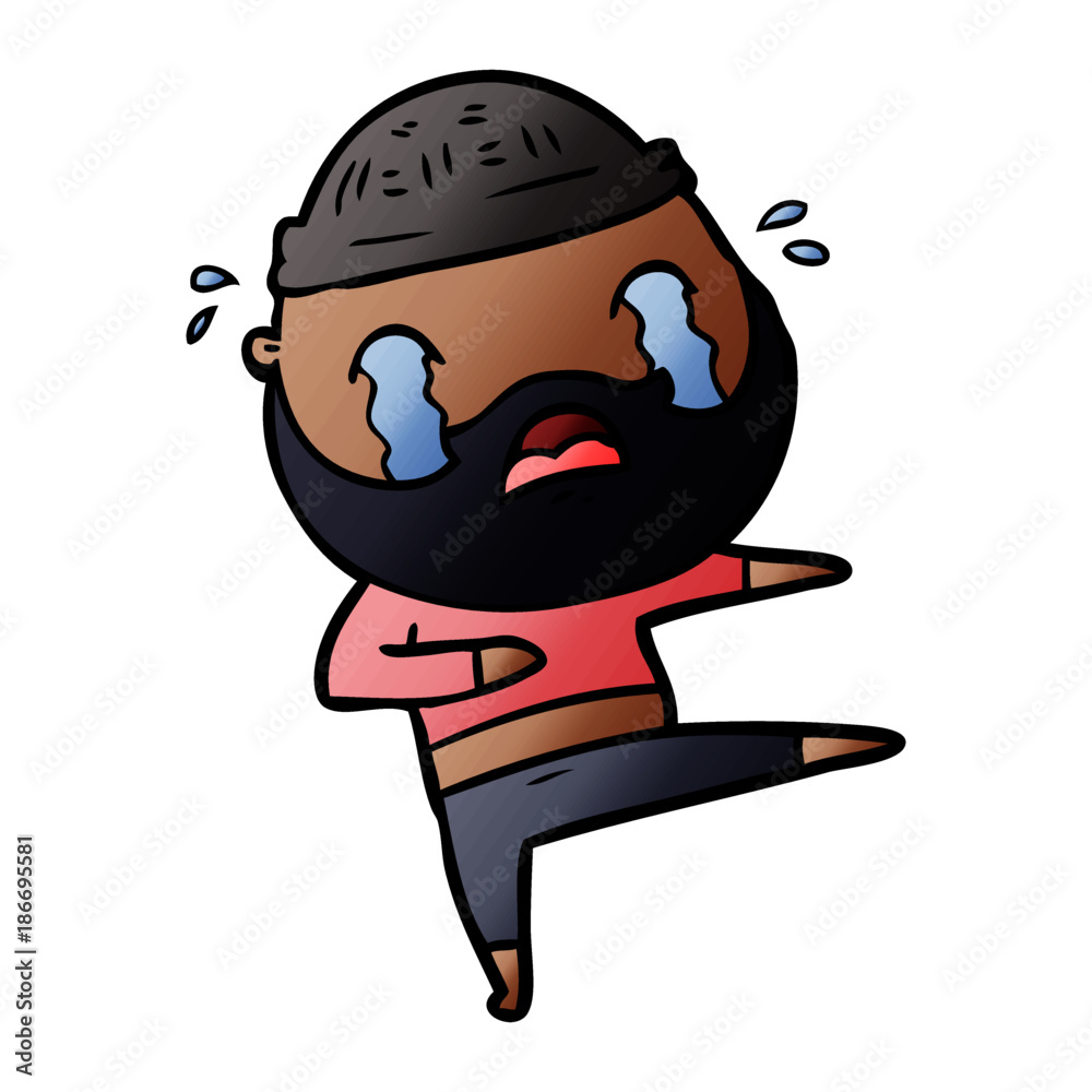 cartoon bearded dancer crying