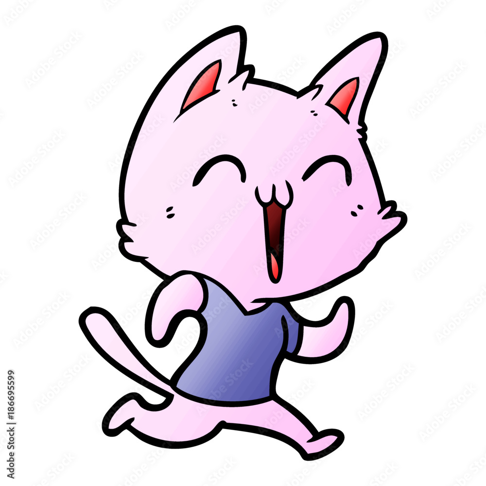happy cartoon cat