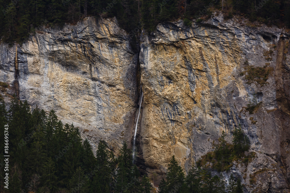 Staubbach waterfall in Lauterbrunnen Switzerland