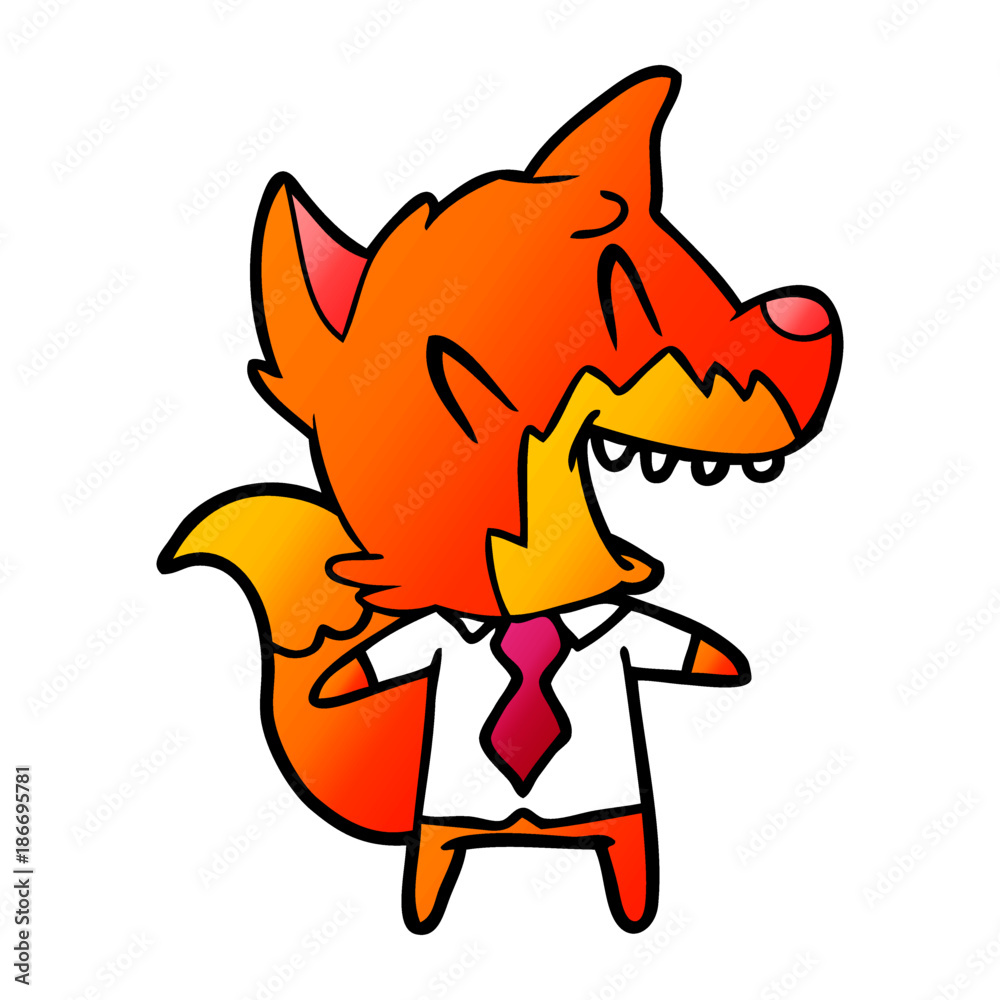 laughing fox in shirt and tie