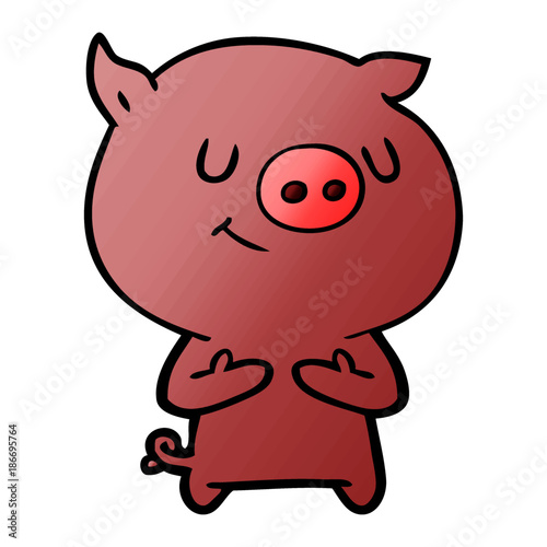 happy cartoon pig