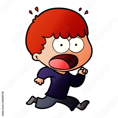 cartoon shocked man running away