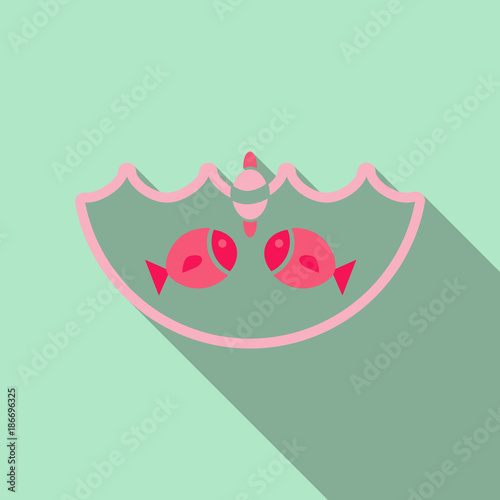 Vector illustration. Pond with carp with fish and float