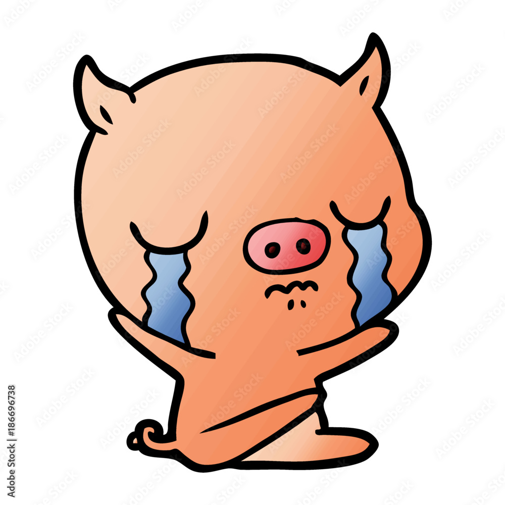 cartoon sitting pig crying cartoon sitting pig crying