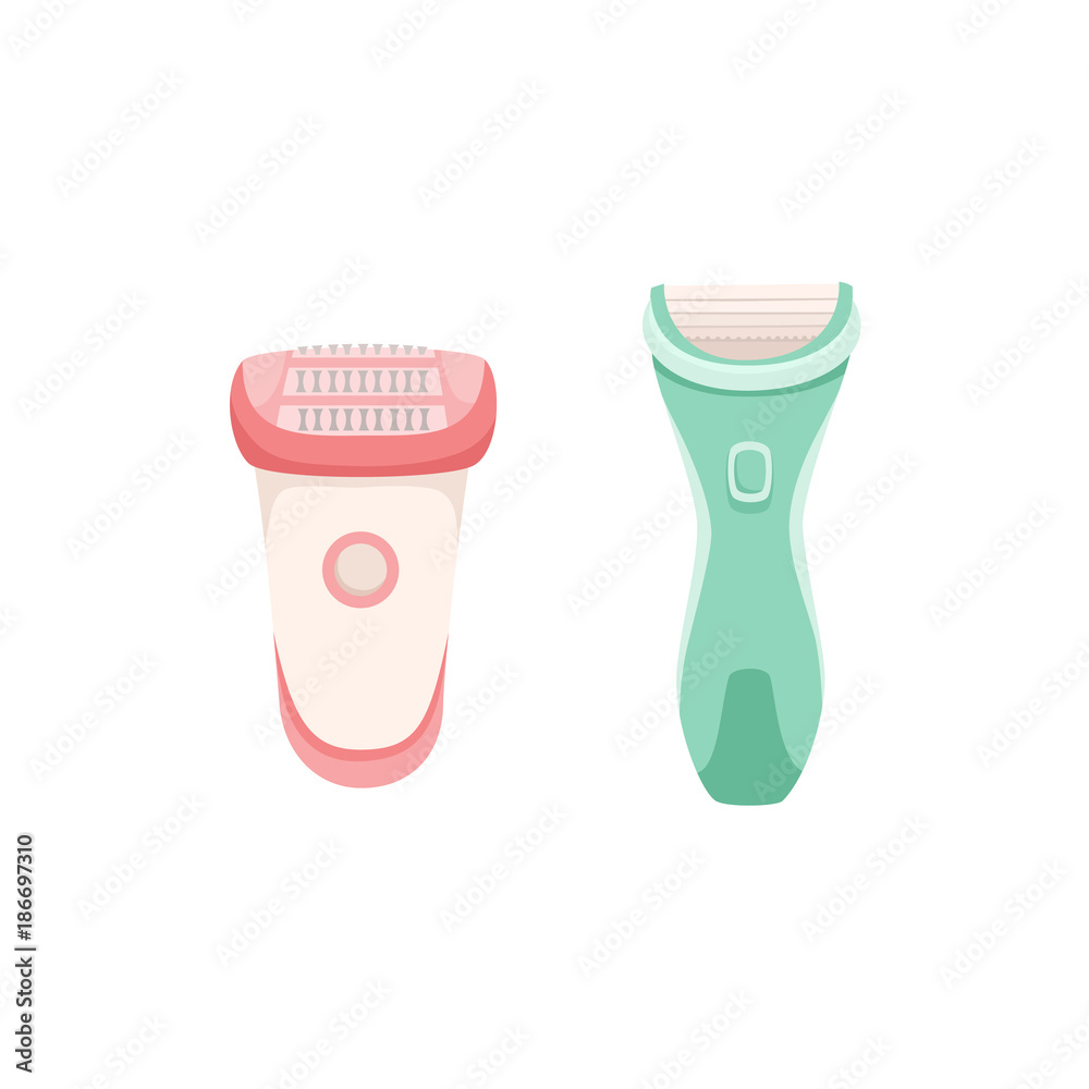vector flat shaving, hair removal, epilation and depilation tools icon set. Electric epilator and shave. Isolated illustration on a white background. vector flat shaving, hair removal, epilation and depilation tools icon set. Electric epilator and shave. Isolated illustration on a white background.