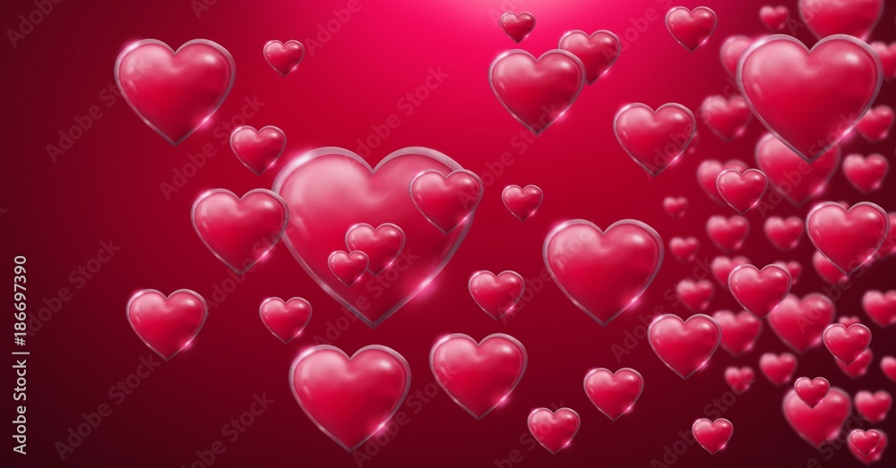 Shiny bubbly Valentines hearts