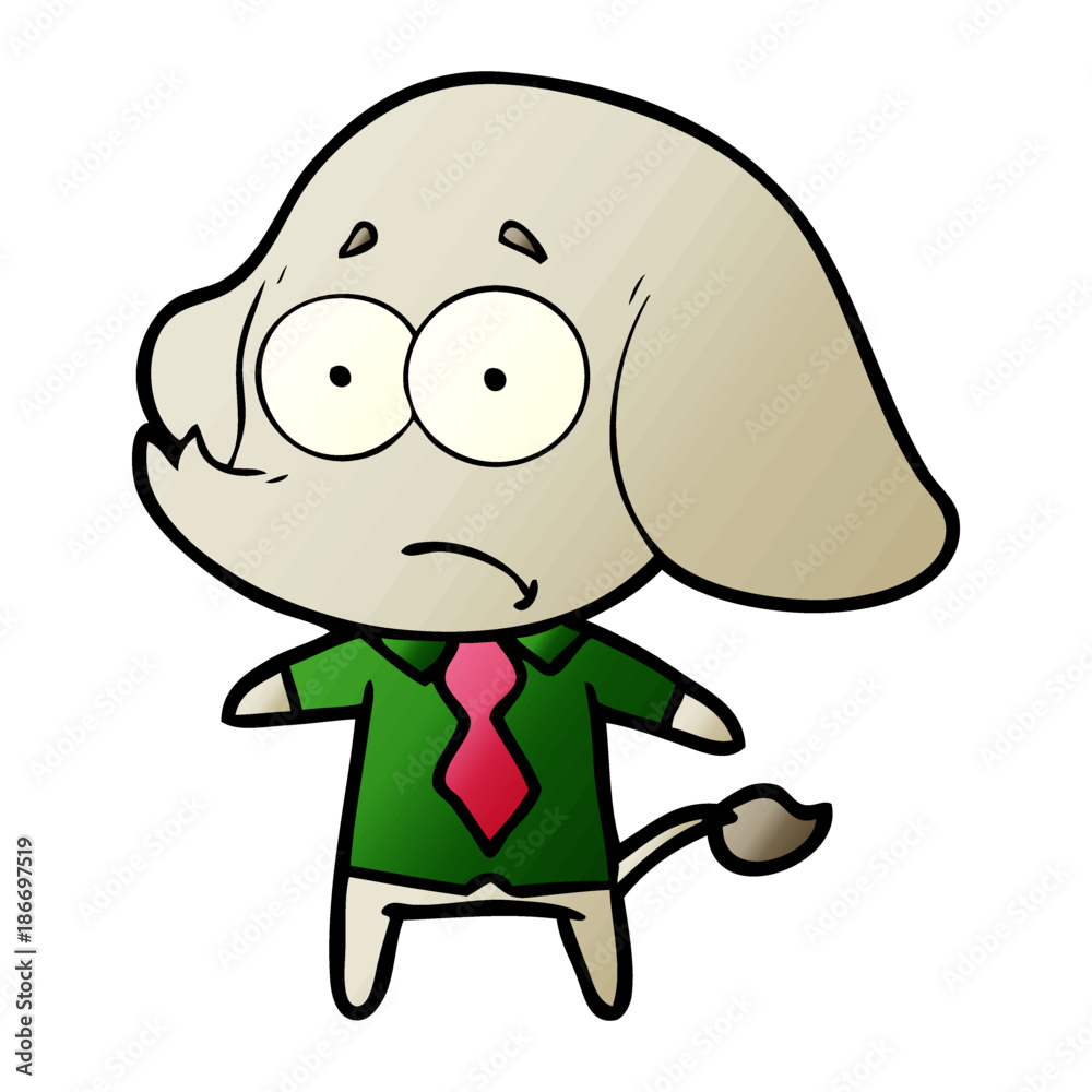 cartoon unsure elephant in shirt and tie cartoon unsure elephant in shirt and tie