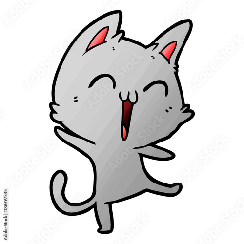 happy cartoon cat meowing