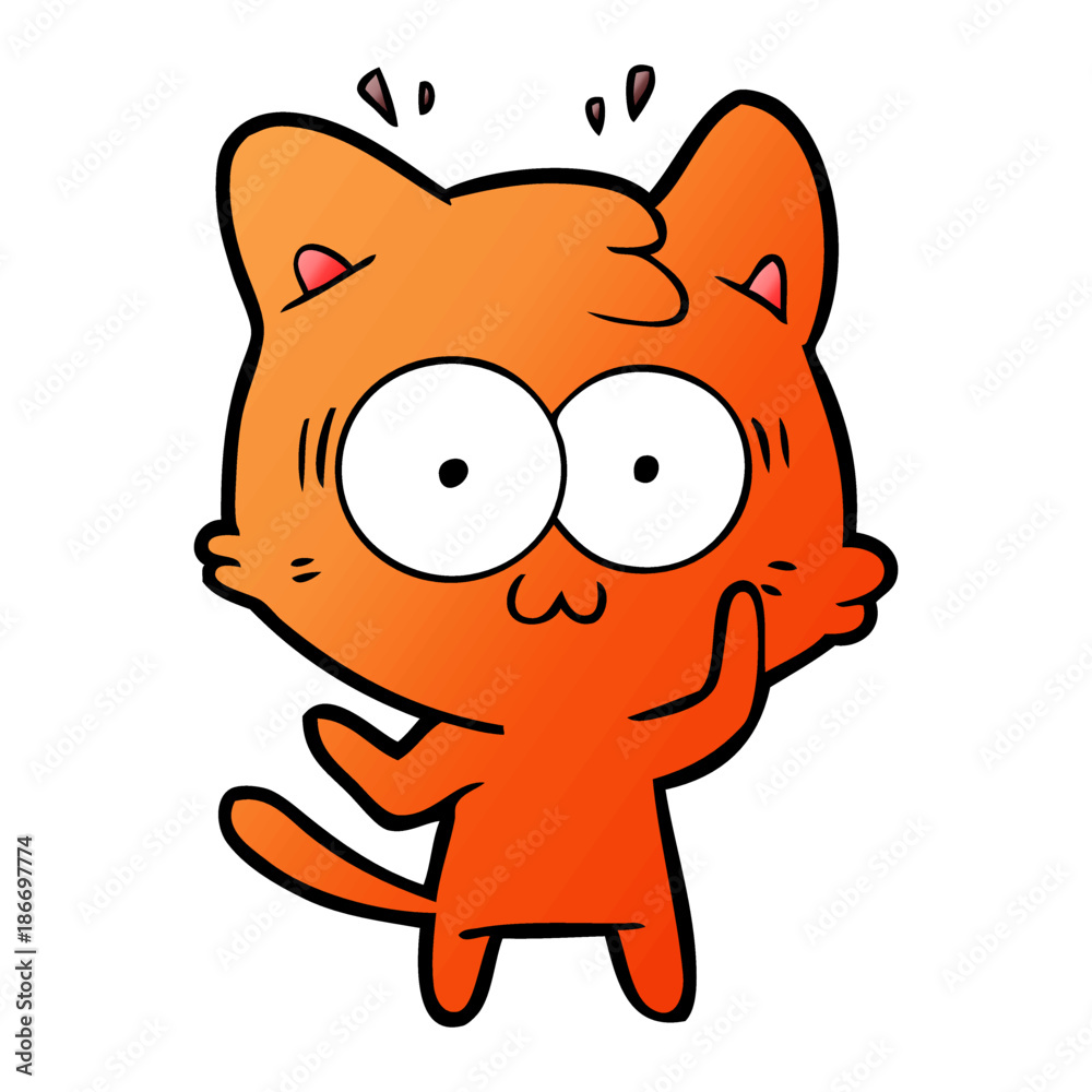 Obraz premium cartoon surprised cat