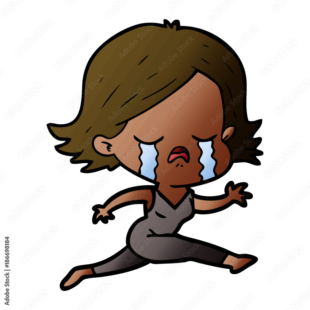 cartoon girl crying whilst running cartoon girl crying whilst running