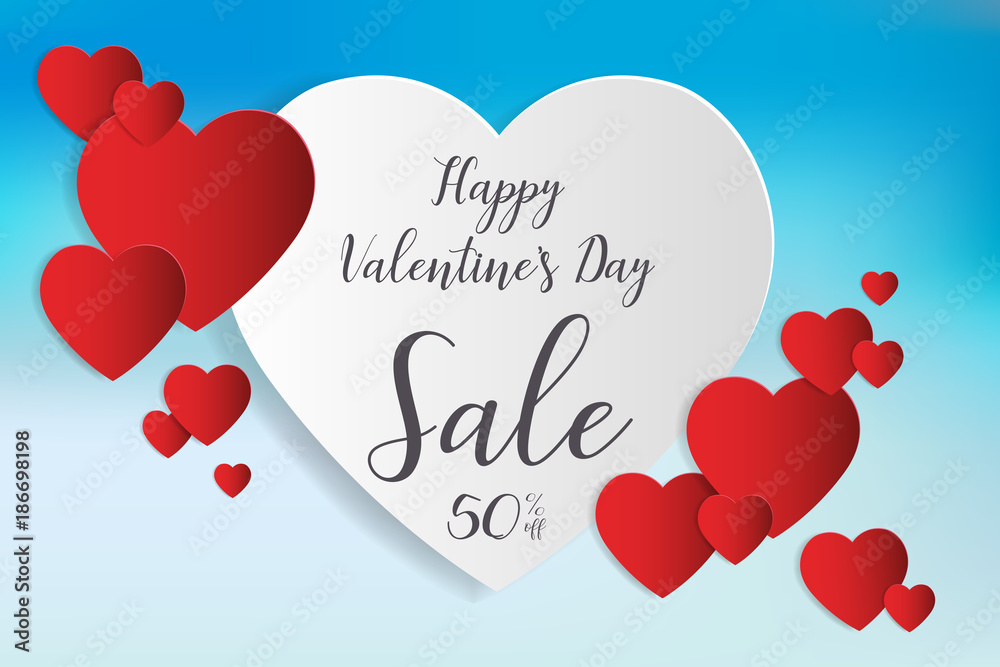 Valentine’s day sale background for poster, brochure, flyer, voucher discount, banner, invitation card, backdrop and template design.