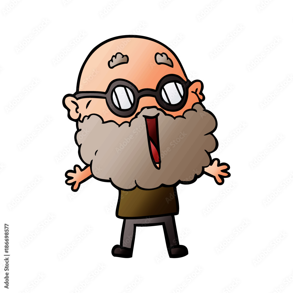 Obraz premium cartoon joyful man with beard