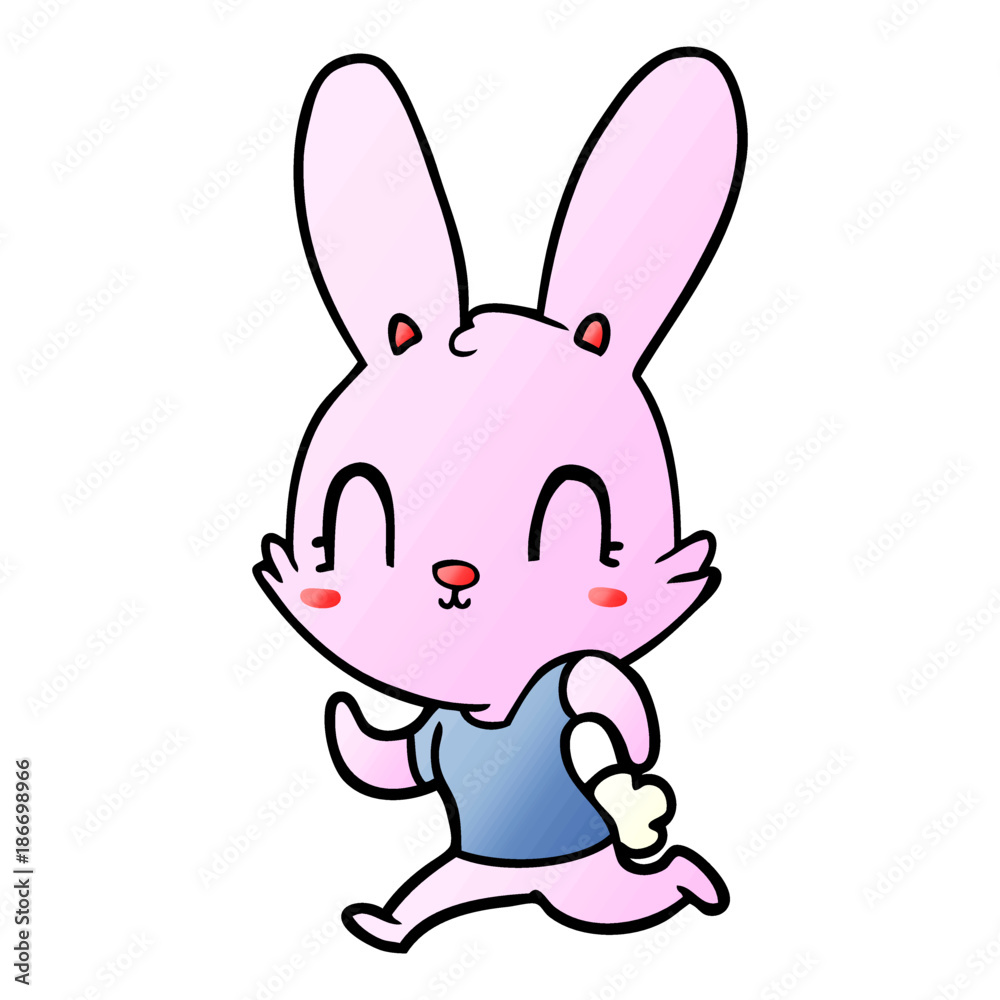 Obraz premium cute cartoon rabbit running