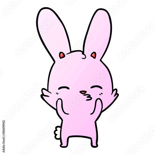 curious waving bunny cartoon