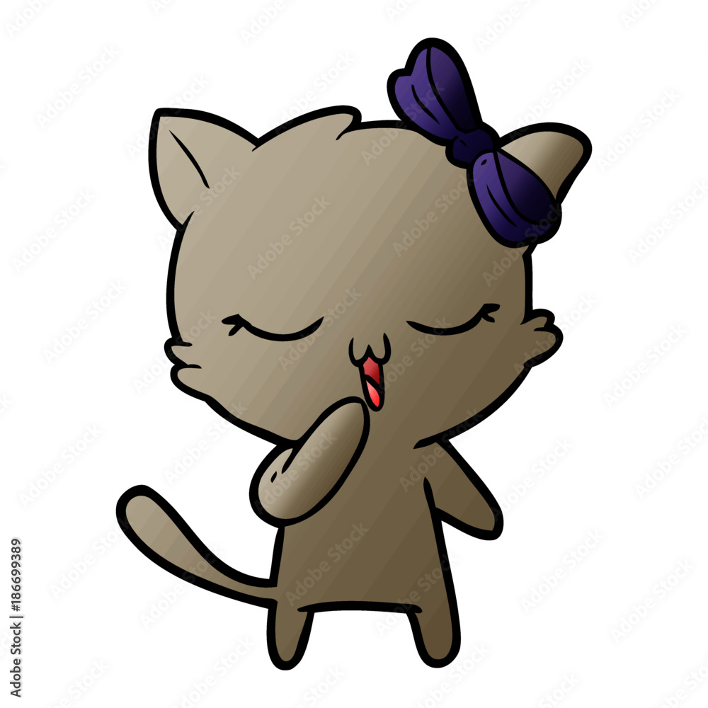 cartoon cat with bow on head cartoon cat with bow on head