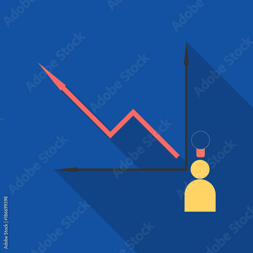 Schedule chart with thinking man on table vector. Economic visualization information, business report graph illustration