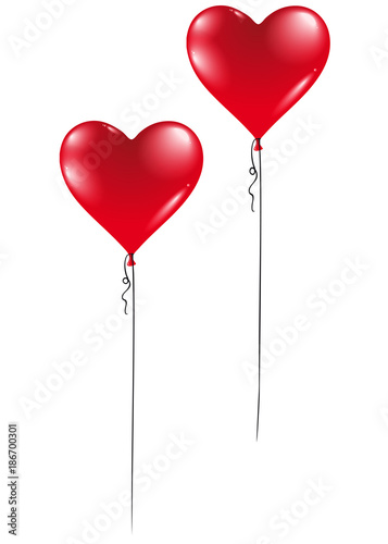 two Heart balloons for Valentine's Day