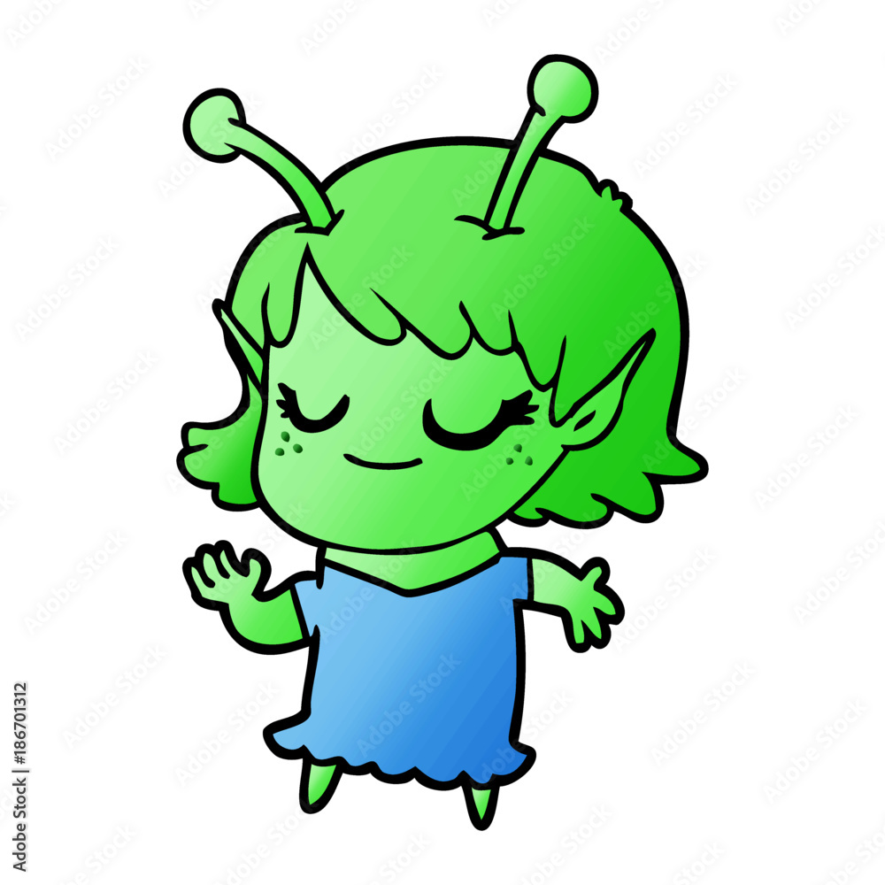 smiling alien girl cartoon smiling alien girl cartoon