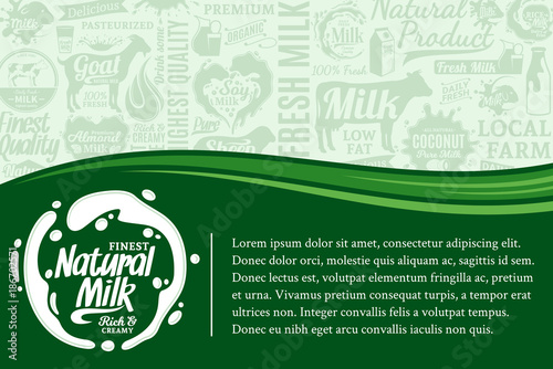 Vector milk illustration, pattern or backround