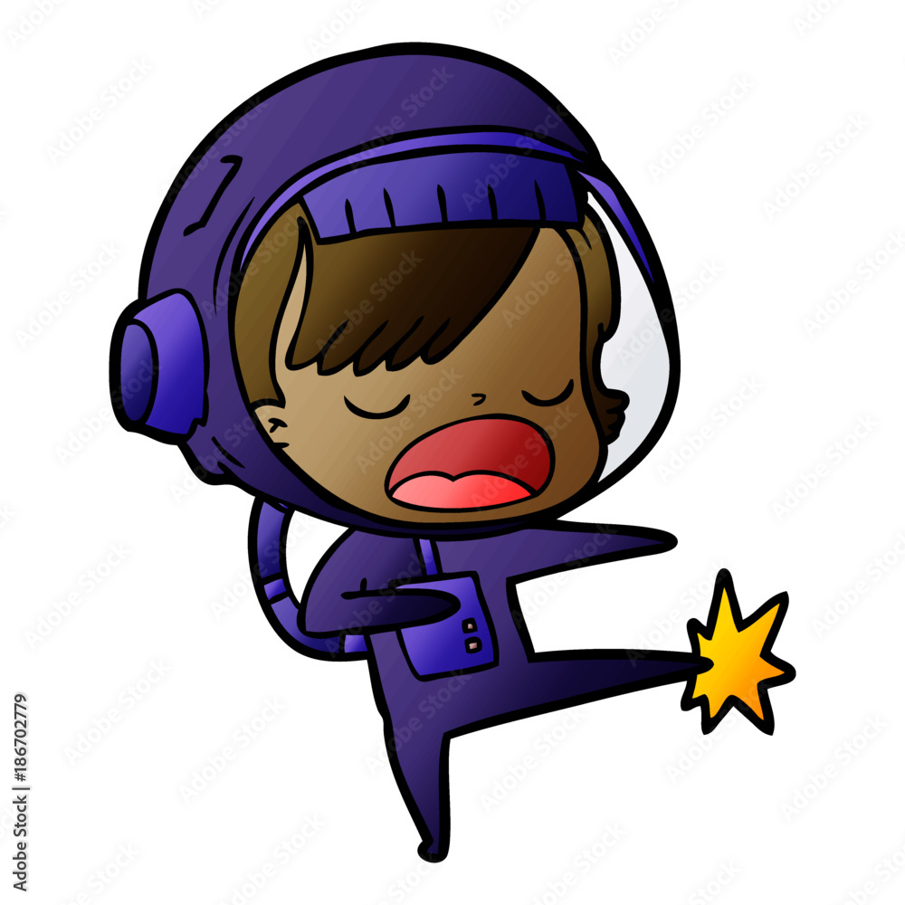 cartoon astronaut woman kicking cartoon astronaut woman kicking