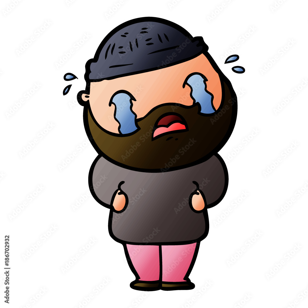 cartoon bearded man crying