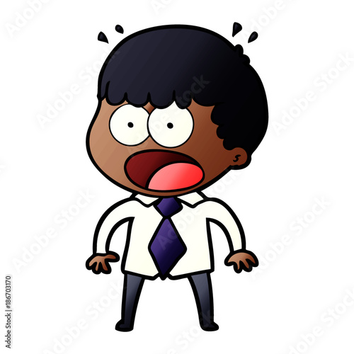 cartoon shocked man in shirt and tie