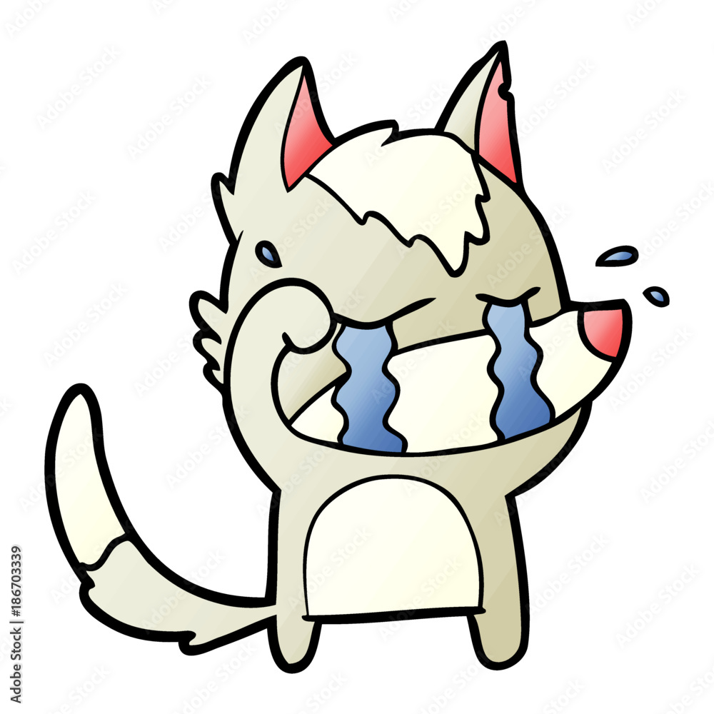 cartoon crying wolf rubbing eyes cartoon crying wolf rubbing eyes