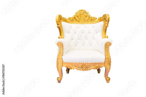 Vintage luxury White Armchair isolated on white background