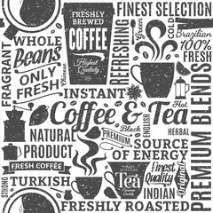 Handdoek met foto Koffie patronen Retro typografisch koffie en thee patroon  © Vlad Klok