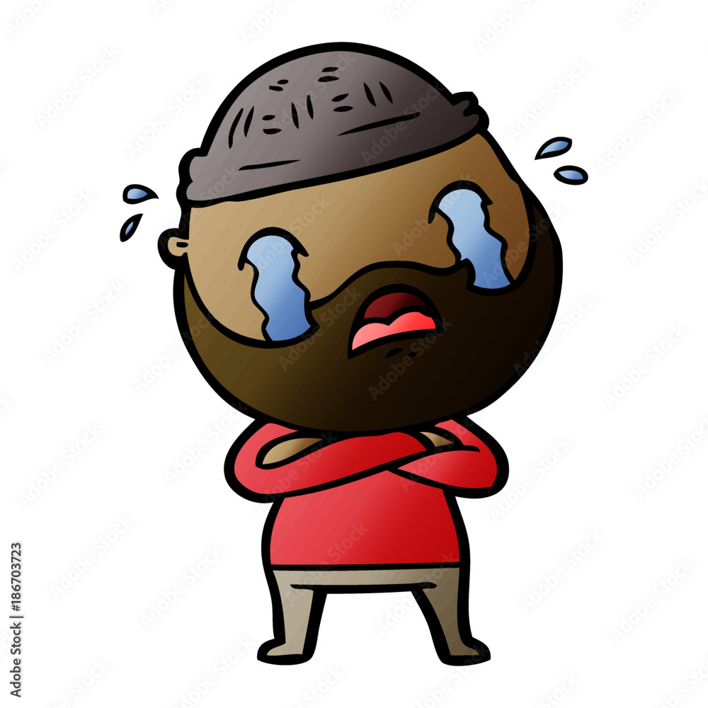 cartoon bearded man crying