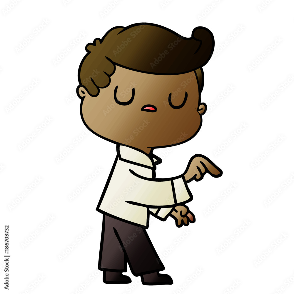 cartoon aloof man pointing finger