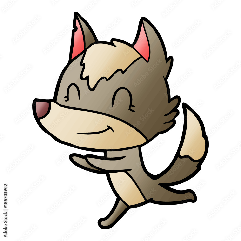 friendly cartoon wolf running friendly cartoon wolf running