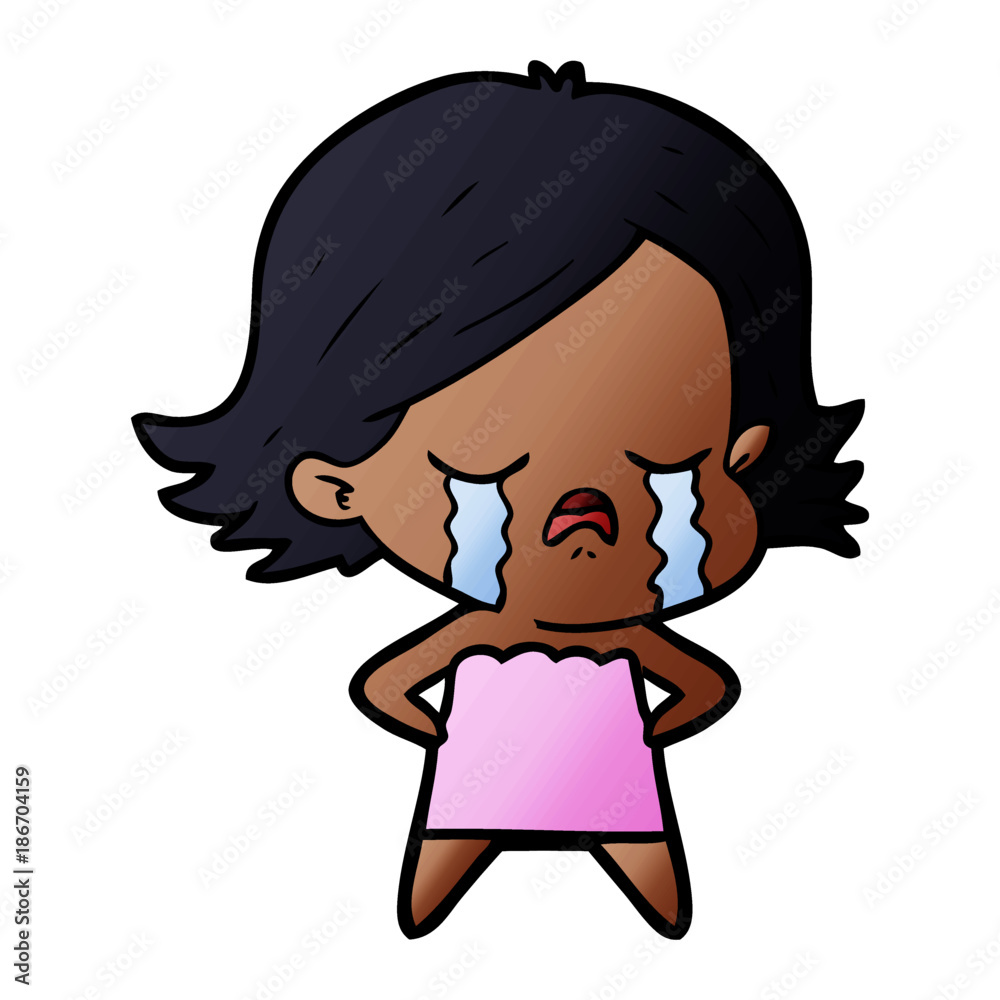 cartoon girl crying