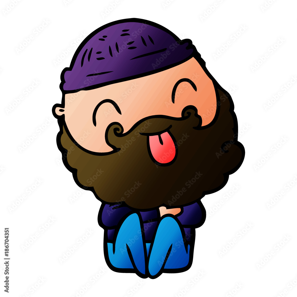 man with beard sticking out tongue