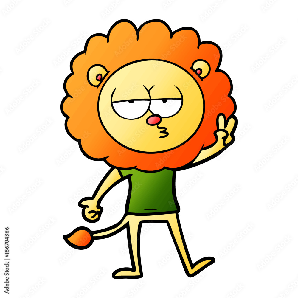 cartoon bored lion waving cartoon bored lion waving